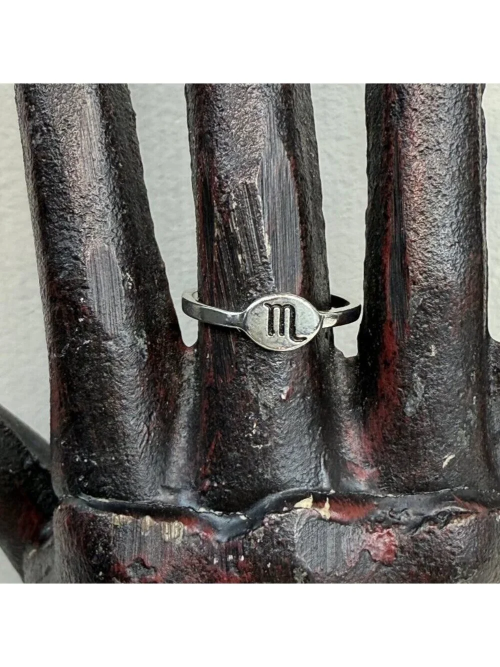 Silver Tone Zodiac Scorpio Ring Size 7